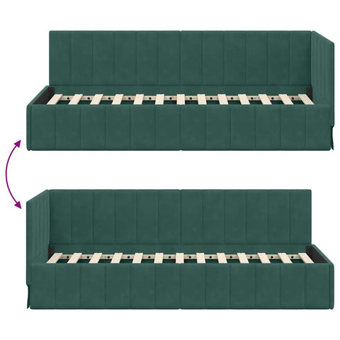 vidaXL Corner Bed Frame with Headboard Dark green 80 x 200 cm Velvet
