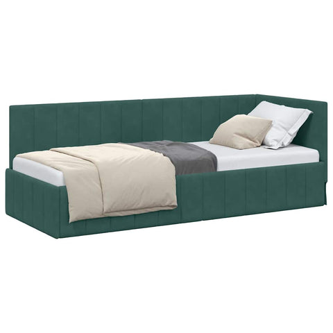 vidaXL Corner Bed Frame with Headboard Dark green 80 x 200 cm Velvet