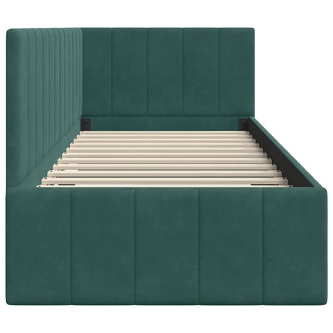 vidaXL Corner Bed Frame with Headboard Dark green 80 x 200 cm Velvet