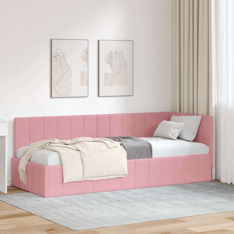 vidaXL Corner Bed Frame with Headboard Pink 80 x 200 cm Velvet