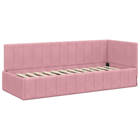 vidaXL Corner Bed Frame with Headboard Pink 80 x 200 cm Velvet
