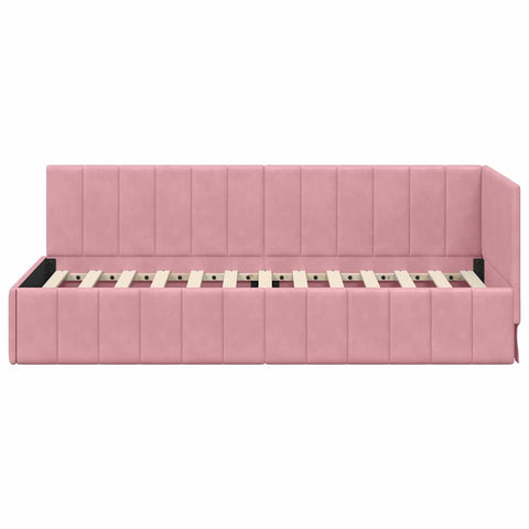 vidaXL Corner Bed Frame with Headboard Pink 80 x 200 cm Velvet