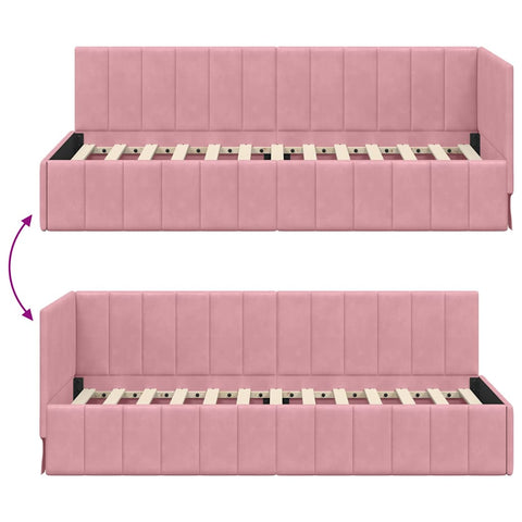 vidaXL Corner Bed Frame with Headboard Pink 80 x 200 cm Velvet
