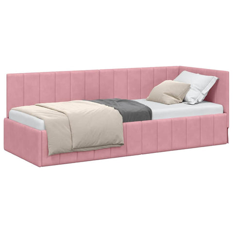 vidaXL Corner Bed Frame with Headboard Pink 80 x 200 cm Velvet