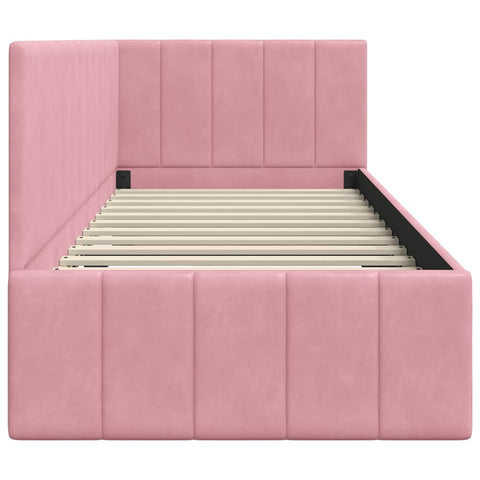 vidaXL Corner Bed Frame with Headboard Pink 80 x 200 cm Velvet