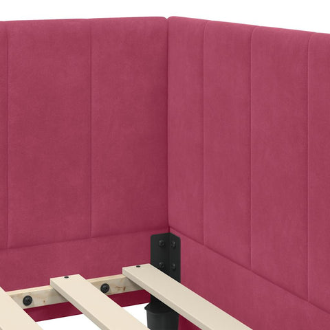 vidaXL Corner Bed Frame with Headboard Wine red 80 x 200 cm Velvet