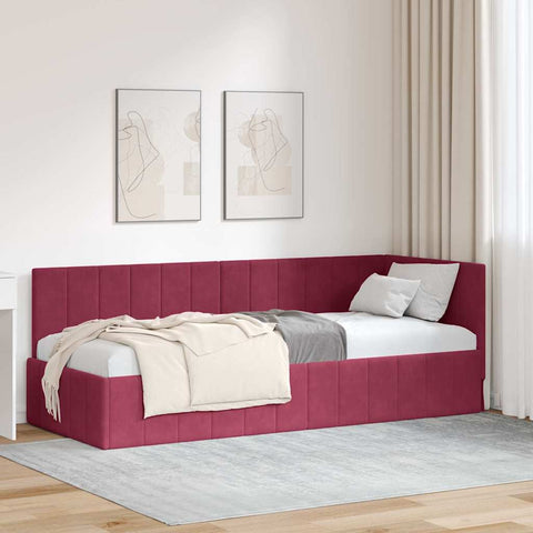 vidaXL Corner Bed Frame with Headboard Wine red 80 x 200 cm Velvet