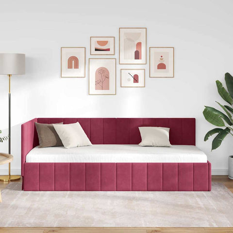 vidaXL Corner Bed Frame with Headboard Wine red 80 x 200 cm Velvet