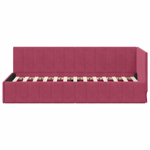 vidaXL Corner Bed Frame with Headboard Wine red 80 x 200 cm Velvet