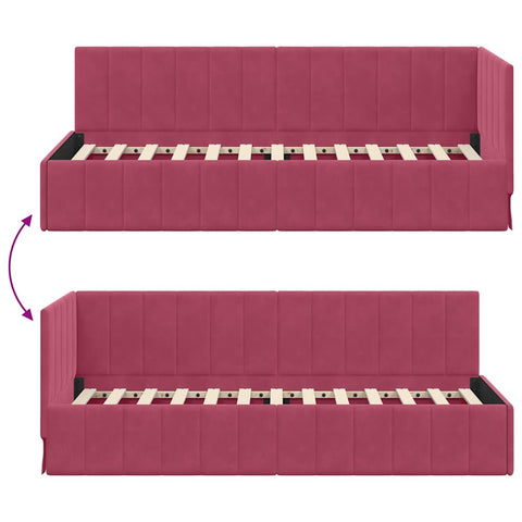 vidaXL Corner Bed Frame with Headboard Wine red 80 x 200 cm Velvet