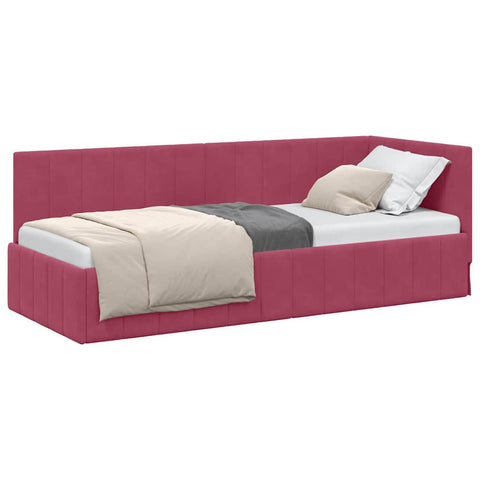 vidaXL Corner Bed Frame with Headboard Wine red 80 x 200 cm Velvet