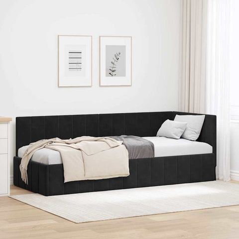 vidaXL Corner Bed Frame with Headboard Black 80 x 200 cm Velvet