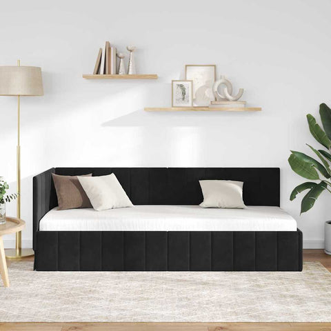 vidaXL Corner Bed Frame with Headboard Black 80 x 200 cm Velvet