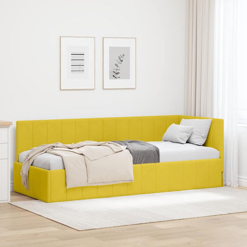 vidaXL Corner Bed Frame with Headboard Yellow 80 x 200 cm Velvet