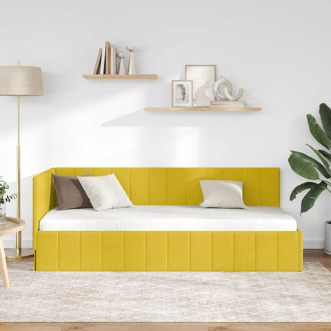 vidaXL Corner Bed Frame with Headboard Yellow 80 x 200 cm Velvet