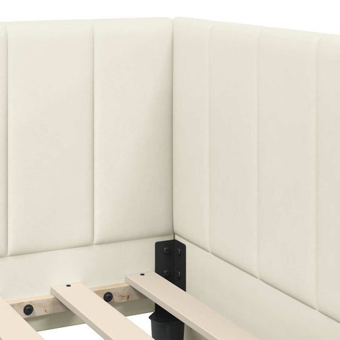 vidaXL Corner Bed Frame with Headboard Cream 80 x 200 cm Velvet