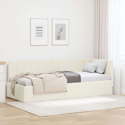 vidaXL Corner Bed Frame with Headboard Cream 80 x 200 cm Velvet