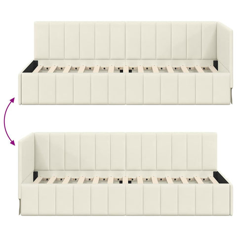 vidaXL Corner Bed Frame with Headboard Cream 80 x 200 cm Velvet