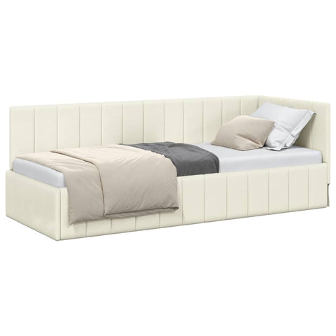 vidaXL Corner Bed Frame with Headboard Cream 80 x 200 cm Velvet