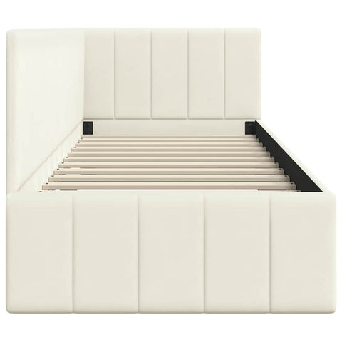 vidaXL Corner Bed Frame with Headboard Cream 80 x 200 cm Velvet