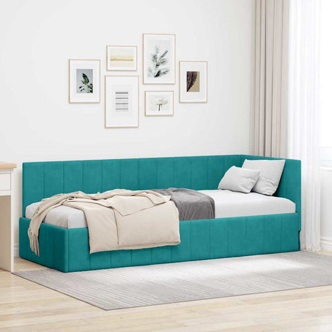 vidaXL Corner Bed Frame with Headboard Turquoise 80 x 200 cm Velvet