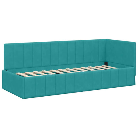vidaXL Corner Bed Frame with Headboard Turquoise 80 x 200 cm Velvet