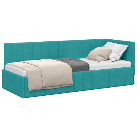 vidaXL Corner Bed Frame with Headboard Turquoise 80 x 200 cm Velvet