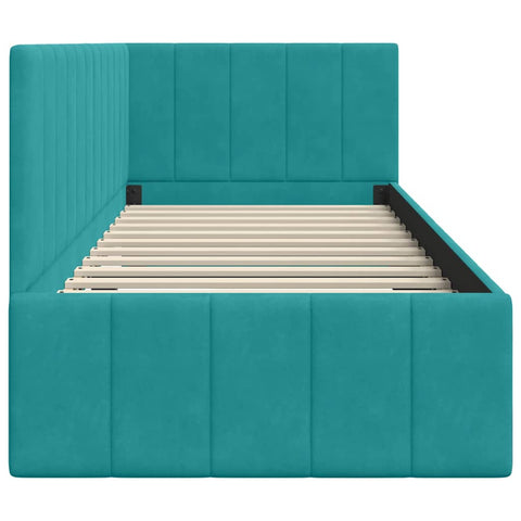 vidaXL Corner Bed Frame with Headboard Turquoise 80 x 200 cm Velvet
