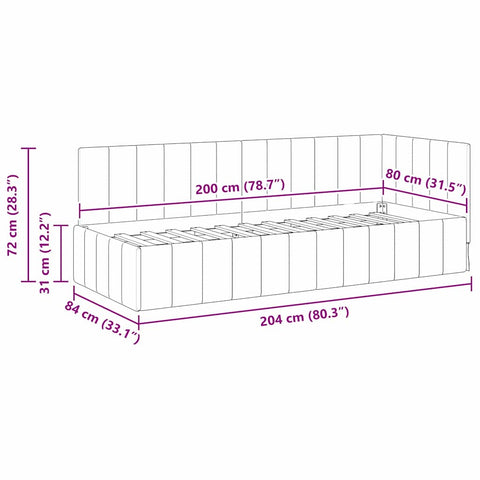 vidaXL Corner Bed Frame with Headboard Turquoise 80 x 200 cm Velvet