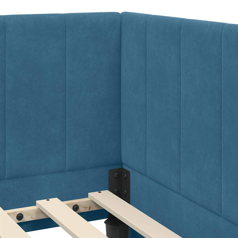 vidaXL Corner Bed Frame with Headboard Blue 90 x 190 cm Velvet