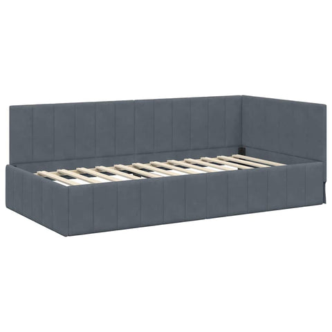 vidaXL Corner Bed Frame with Headboard Dark grey 90 x 190 cm Velvet