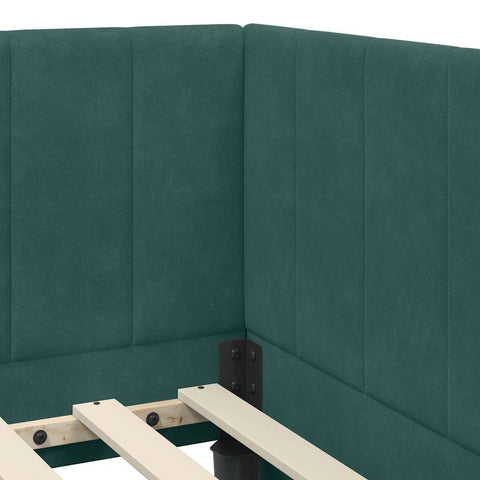 vidaXL Corner Bed Frame with Headboard Dark green 90 x 190 cm Velvet