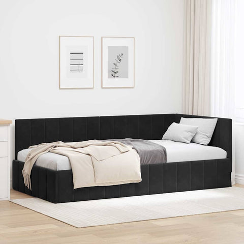 vidaXL Corner Bed Frame with Headboard Black 90 x 190 cm Velvet