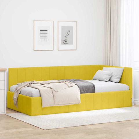 vidaXL Corner Bed Frame with Headboard Yellow 90 x 190 cm Velvet
