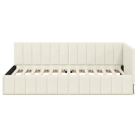vidaXL Corner Bed Frame with Headboard Cream 90 x 190 cm Velvet