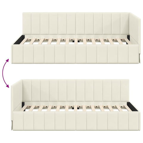 vidaXL Corner Bed Frame with Headboard Cream 90 x 190 cm Velvet