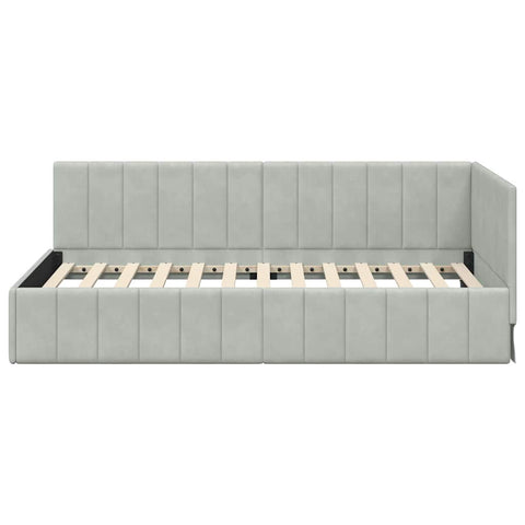 vidaXL Corner Bed Frame with Headboard Light grey 90 x 200 cm Velvet