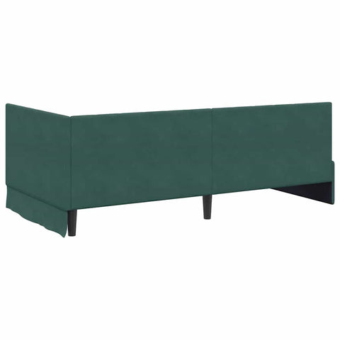 vidaXL Corner Bed Frame with Headboard Dark green 90 x 200 cm Velvet