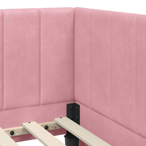vidaXL Corner Bed Frame with Headboard Pink 90 x 200 cm Velvet