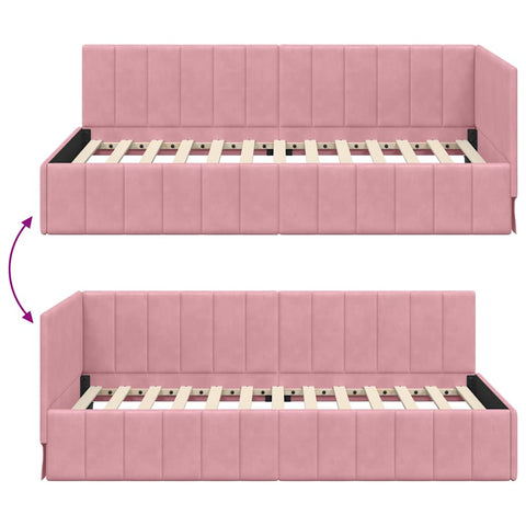 vidaXL Corner Bed Frame with Headboard Pink 90 x 200 cm Velvet