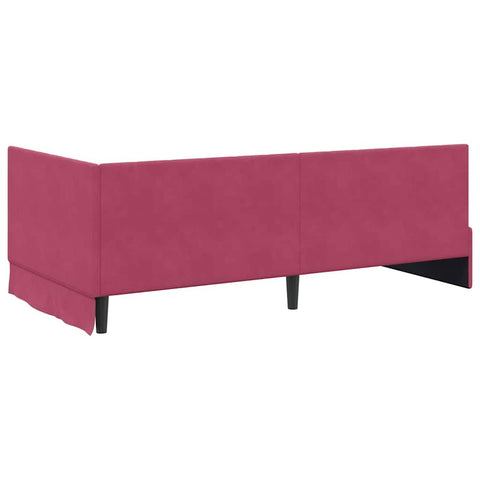 vidaXL Corner Bed Frame with Headboard Wine red 90 x 200 cm Velvet