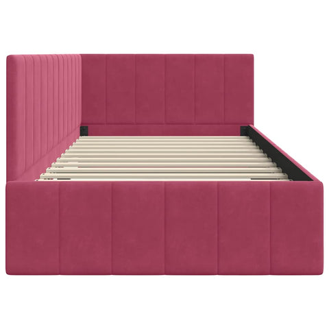 vidaXL Corner Bed Frame with Headboard Wine red 90 x 200 cm Velvet