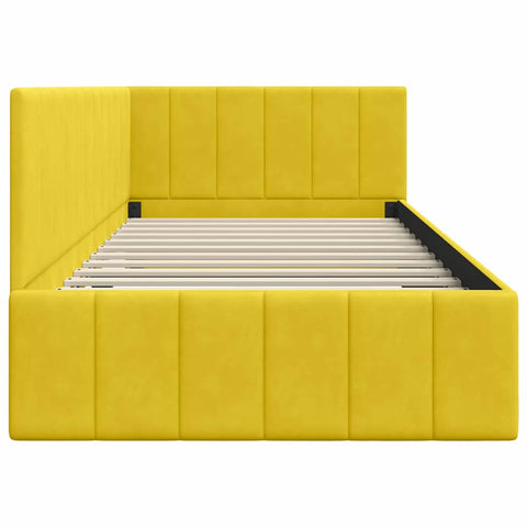 vidaXL Corner Bed Frame with Headboard Yellow 90 x 200 cm Velvet