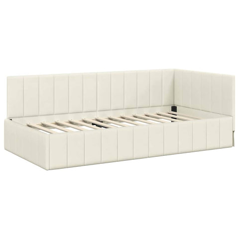 vidaXL Corner Bed Frame with Headboard Cream 90 x 200 cm Velvet