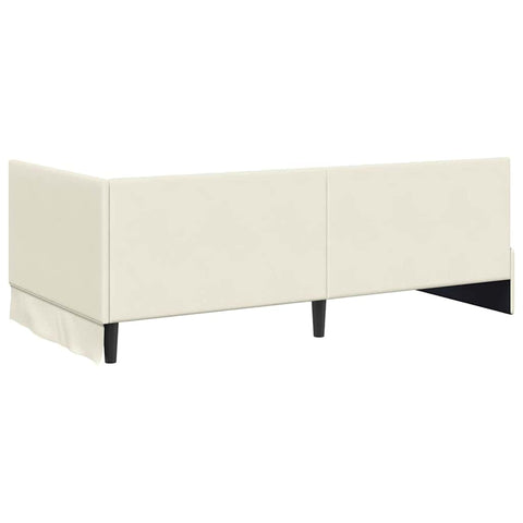 vidaXL Corner Bed Frame with Headboard Cream 90 x 200 cm Velvet