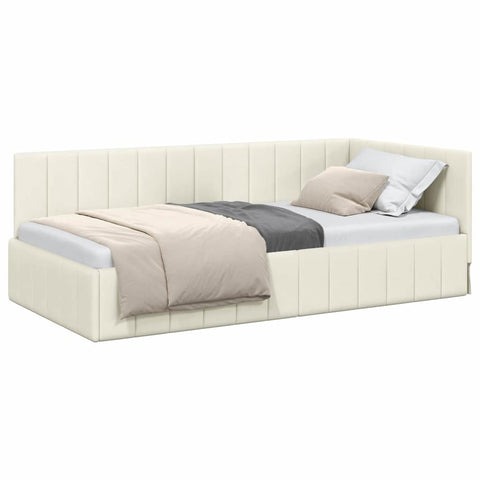 vidaXL Corner Bed Frame with Headboard Cream 90 x 200 cm Velvet