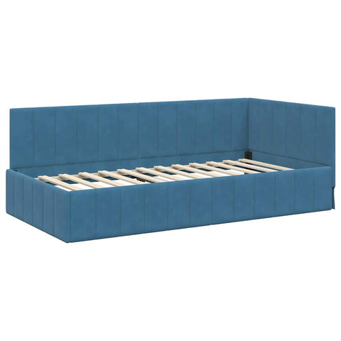 vidaXL Corner Bed Frame with Headboard Blue 100 x 200 cm Velvet
