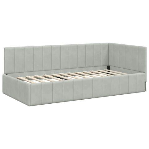 vidaXL Corner Bed Frame with Headboard Light grey 100 x 200 cm Velvet
