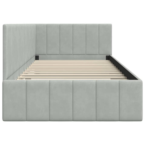 vidaXL Corner Bed Frame with Headboard Light grey 100 x 200 cm Velvet