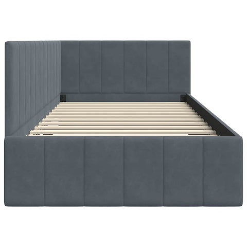 vidaXL Corner Bed Frame with Headboard Dark grey 100 x 200 cm Velvet